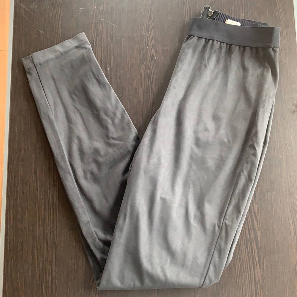 J Crew black suede leggings with back zipper